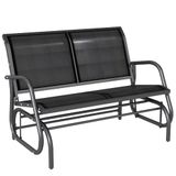 Outsunny Schommelbank voor de tuin, modern design, hoog comfort, ergonomische armleuningen en rugleuning, staal, textileen, zwart, 123 x 80 x 88 cm