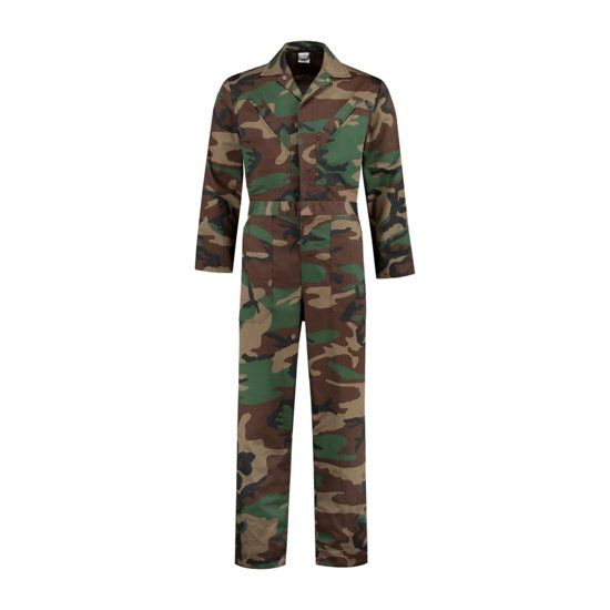 Yoworkwear Kinderoverall polyester/katoen camouflage bruin/groen/zwart maat 176