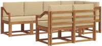 vidaXL Hoek loungeset 7-zits Acaciahout Natuurlijk en Beige