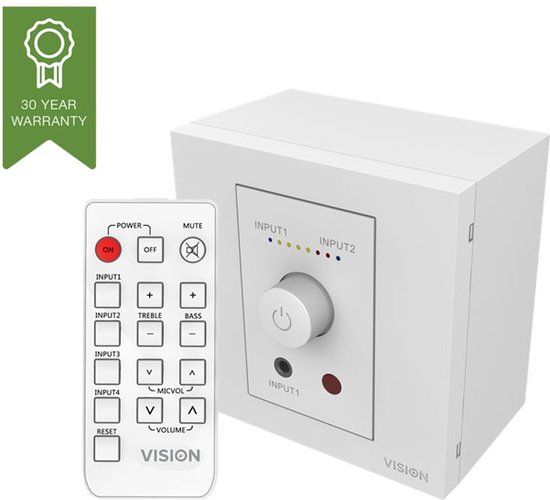 VISION Professional TC3-AMP 2 x 25w (RMS) Digital Amplifier and SP-1800 5.25" Pair Wall Speaker kit