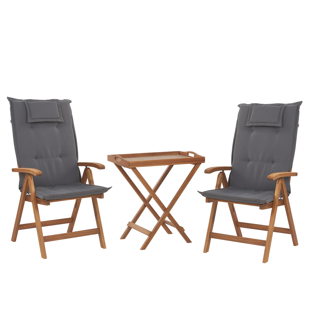 Beliani JAVA Bistroset voor 2 - Acaciahout - Grafietgrijs