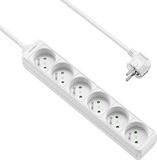 Allteq - Stekkerdoos met penaarde - 6-voudig - 3 meter - Wit