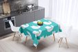 Bonamaison Tafelkleed, Anti-Mold, Sneldrogend, Waterdicht, 100% Polyester Tafellaken, Turkoois, wit, 140 x 140 Cm