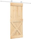 vidaXL Schuifdeur 80 x 210 cm Massief Pine Hout (Onbehandeld)