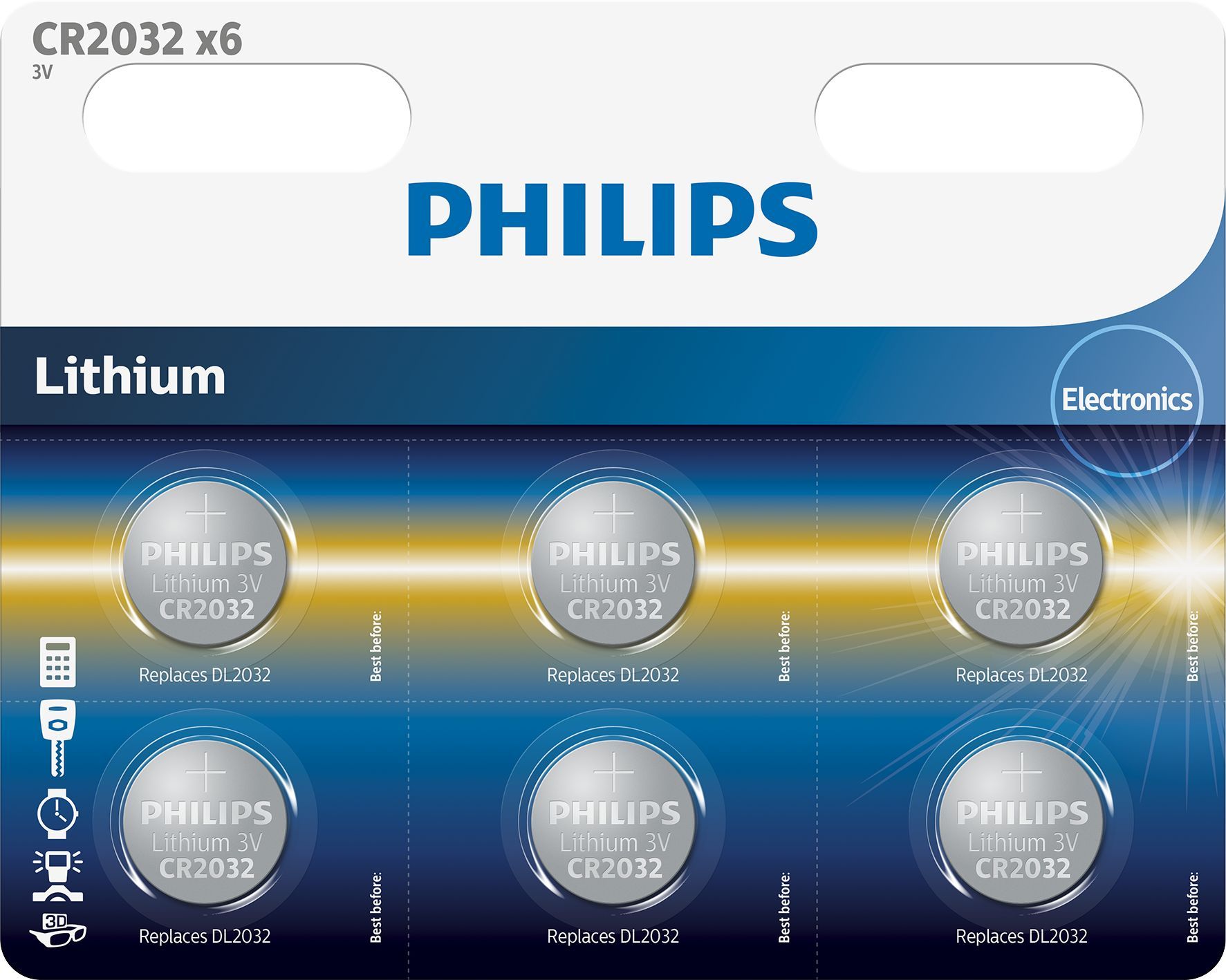 Philips Minicells Knoopcel CR2032P6/01B - 6 stuks