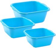 Plasticforte 3x huishoud teilen set - afwasbak - kunststof - 10-15-20 liter - blauw