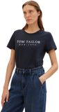 Tom Tailor - T-shirt met geborduurd logo - Maat XL - sky captain blue