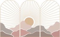 Ambiance Sticker Vliesbehang voorgelijmd reuzenmuurschilderingen - Trio D'Arches Aziatische zonsondergang - decoratieve lijm - 60 x 90 cm