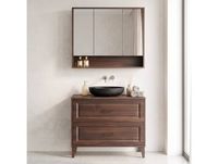 Moka Ensemble meuble simple vasque 100cm et armoire miroir Bois foncé