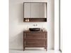 Moka Ensemble meuble simple vasque 100cm et armoire miroir Bois foncé
