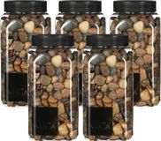 Mica Decorations decoratie stenen - 5x - 650ml - donkerbruin mix - hobby steentjes - sier stenen