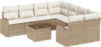 vidaXL Bankstel 9-delig 8-Zits Beige en Crème Poly Rattan