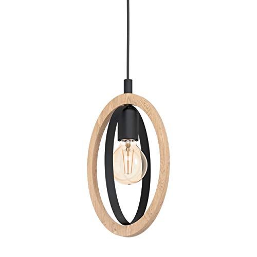 EGLO hanglamp Basildon - bruin/zwart - hout - E27
