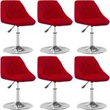 vidaXL Eetkamerstoelen draaibaar 6 st fluweel wijnrood