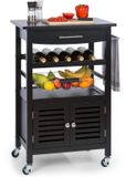 Unyqoos® Trolley de cuisine étroit pratique sur roues avec plan de travail et espace de rangement