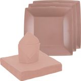 Santex Feest/Verjaardag Servies Set - 10 Gebaksbordjes & 25 Servetten - Rose Goud - Karton