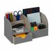 Relaxdays bureau organizer, met lade, 6 vakken, look van linnen, 14,5 x 28 x 14,5 cm, grijs