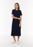 comma - Vrouwen Jurk met ronde halslijn - diepblauw - Maat 36
