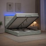 Prolenta Maison Exclusive - Lit Ottoman avec matelas et éclairage LED, gris clair, 140 x 190 cm, revêtement en velours