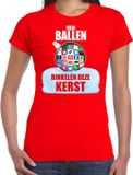 Bellatio Decorations Shoppartners Bv Rinkelende Kerstbal shirt / Kerst t-shirt Mijn ballen rinkelen deze Kerst rood voor dames - Kerstkleding / Christmas outfit XS