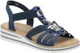 Rieker Dollaro-sandaal met plateauzool en elastiek blauw 38