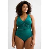 BEACHWAVE Curve corrigerend badpak met textuur groen