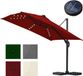 Parasol autoportante pour terrasse de jardin, Ø3m, écran solaire avec protection UV 50+, rotation à 360°, inclinaison réglable, manivelle pour ouvrir et fermer, avec LED, Rouge