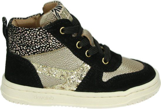 Develab 41922 Half-hoog Meisjes Kindersneakers Zwart Leer Suède Maat 24