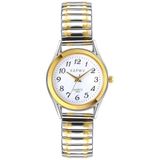 JewelryWe JW312P0041 Dameshorloge elegant analoog kwartshorloge met digitale wijzerplaat en elastische legering goud/zilver 1-goud/zilver armband