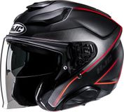 HJC F31 Ludi Jethelm - Zwart/Rood - Maat L