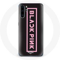 Maniacase Etui voor Huawei P30 Blackpink Roze Logo Zwarte Achtergrond