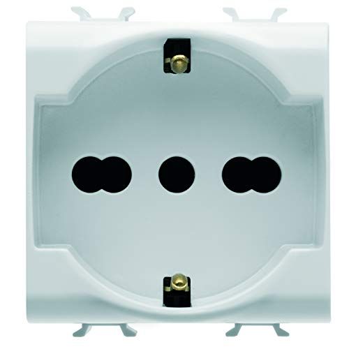 Gewiss GW10204DY Standaard stopcontact Italiaans/Duits 250 V AC, 2 P+T 16 A tweewaardig, 2 modules, wit, Chorus-serie