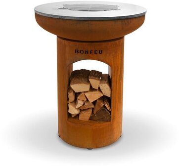 BonFeu BonBiza Corten Open - Corten Steel - Outdoor Cooking - Plancha Baking - Plancha BBQ - 80x80x100 cm