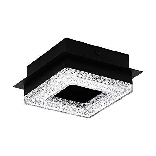 EGLO Fradelo 1 Led-plafondlamp, 1 lamp, modern, plafondlamp van staal en kunststof met kristaleffect, zwart, helder, woonkamerlamp, warm wit