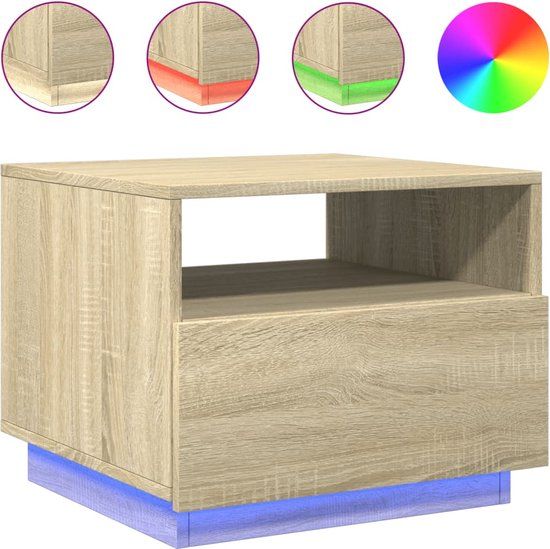VidaXL Salontafel met LED-verlichting 50x49x40 cm sonoma eikenkleurig