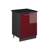 Vicco Keukenonderkast Fame-Line, Bordeauxrode hoogglans/Antraciet, 60 cm 1 deur met werkblad