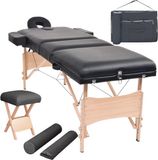 vidaXL - Massagetafel- en krukset inklapbaar 3 zones 10 cm dik wit
