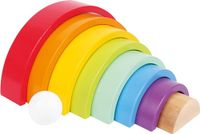 Small Foot Houten bouwstenen, grote regenboog van hout, stapelspel voor fijne motoriek, vanaf 12 maanden, 6969 speelgoed, kleurrijk