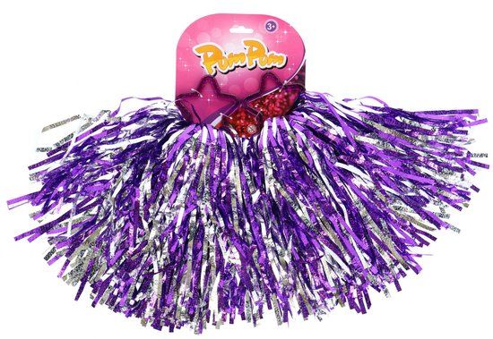 Top1Toys Bol Pom Poms 2 Stuks Paars/Zilver