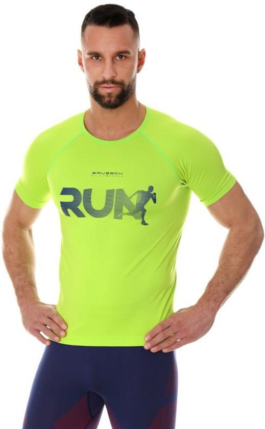 Brubeck Heren Running Air Pro Hardloopshirt - verkoelend door NilitÂ® Breeze - Neon Groen - M