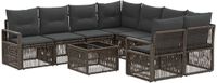 vidaXL Tuinbank - Set - 9 - st - Grijs - poly - rattan