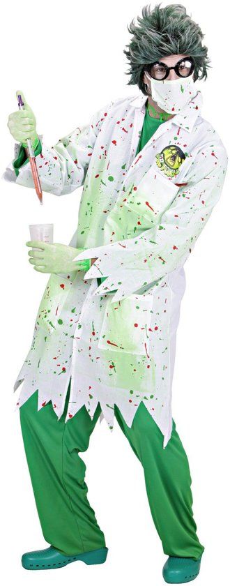 Widmann Monster & Griezel Kostuum Dr. Toxic Jas Gekke Professor Volwassen Medium Halloween Verkleedkleding