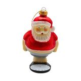 Dekohelden24 Lauschaer kerstboomversiering - kerstboombal Lauscha, kerstboombal, glazen ornament Santa Claus, glazen hanger Kerstman op weegschaal in rood, uit Lauscha, L/B/H 7 x 5 x 10 cm.