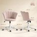Fauteuil de bureau en velours rose, siège de maquillage à dossier floral, hauteur réglable, 69 x 64 x 80-90 cm