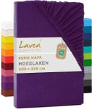 Lavea® Hoeslaken 200x220 cm Donkerpaars