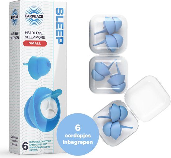 EarPeace Oordopjes Slapen - 6x Slaap Oordopjes geschikt voor Zijslapers - Anti-Snurk Sleep Plugs - Herbruikbare Siliconen Slaapoordoppen - Oordoppen voor gehoorbescherming tot 30dB - Slaapdoppen - Small