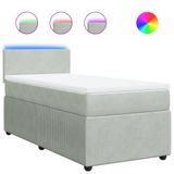 VidaXL Boxspringbed met matras, fluweel, lichtgrijs, 90x190 cm