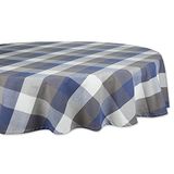 DII Tri-Color Check Collection 100% Katoen Tafelblad, Tafelkleed, 70" Rond, Frans Blauw