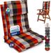 Beautissu Sun-HL - Set de 2 Coussin Premium Dossier Haut avec Repose-tête 120x50 cm Résistant aux UV & Coussin Épais de 8 cm pour Chaise de Jardin Bandes de Fixation Antidérapantes Tissu Robuste Orange Beige à carreaux