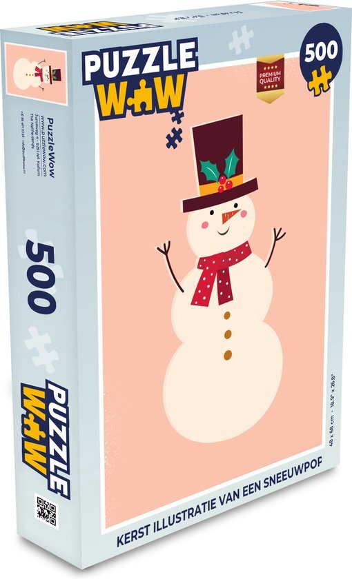 MuchoWow Puzzel Sneeuwpop - Kerst - Winter - Kerstmis - Legpuzzel - Puzzel 500 stukjes